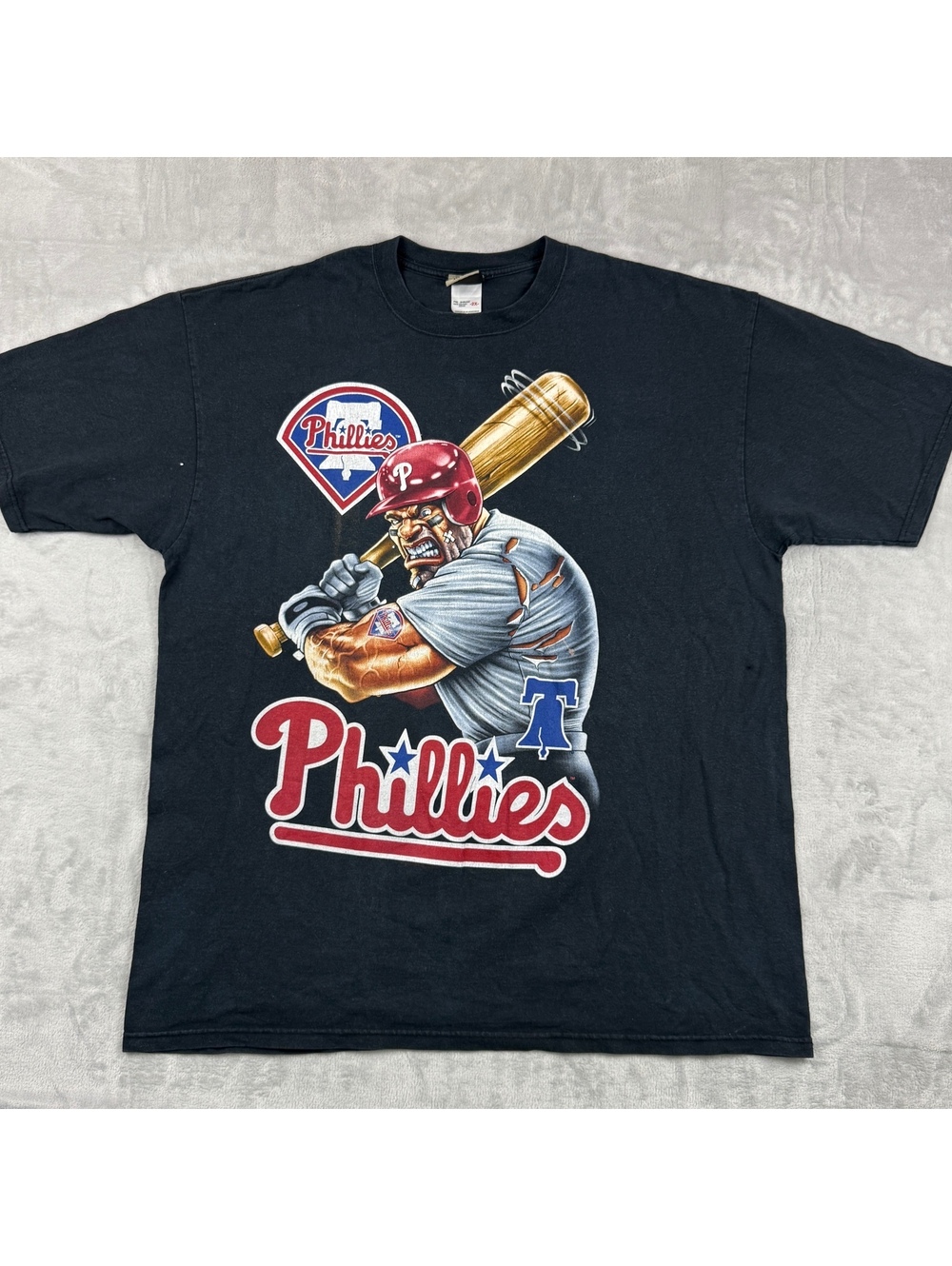 Liquid Blue Philadelphia Phillies Men’s 2XL MLB Big Graphic T-Shirt Mascot Y2K